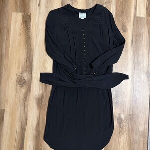 Maeve Black Tie-Front Tunic Blouse | Size Small | Anthropologie